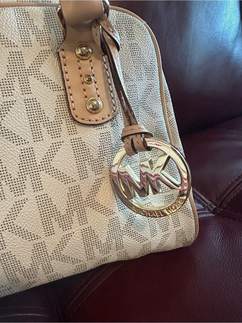 EUC Michael Kors Beige and Cream Signature Mini Satchel - Picture 7 of 13